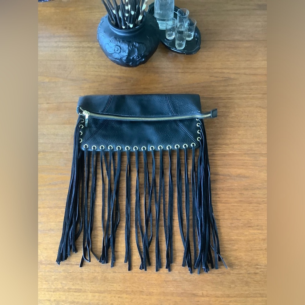 Manoukian Clutch w/ Fringe. New with Tags.